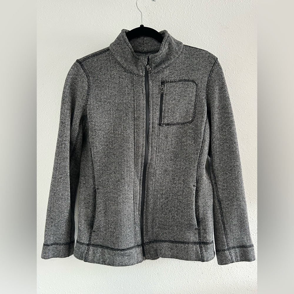 Marc New York Gray Herringbone Full-Zip Utility Jacket Size Medium
